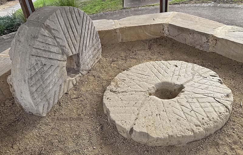 The two calcarenite limestone millstones from the Singleton family watermills at kurrajong NSW