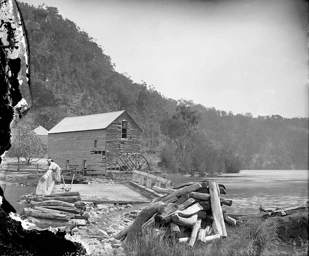 A photograph by William Hall of Singletons Mill and the adjoining bridge over Laybury Creek, Wisemans Ferry NSW