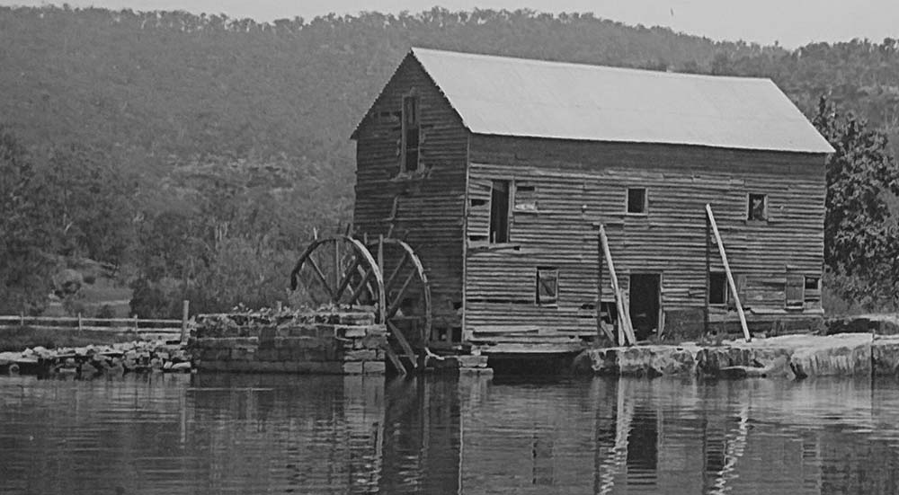 Detail from a photograph of Singletons  Mill at Laybury Creek, Wisemans Ferry NSW, from the State Library of NSW