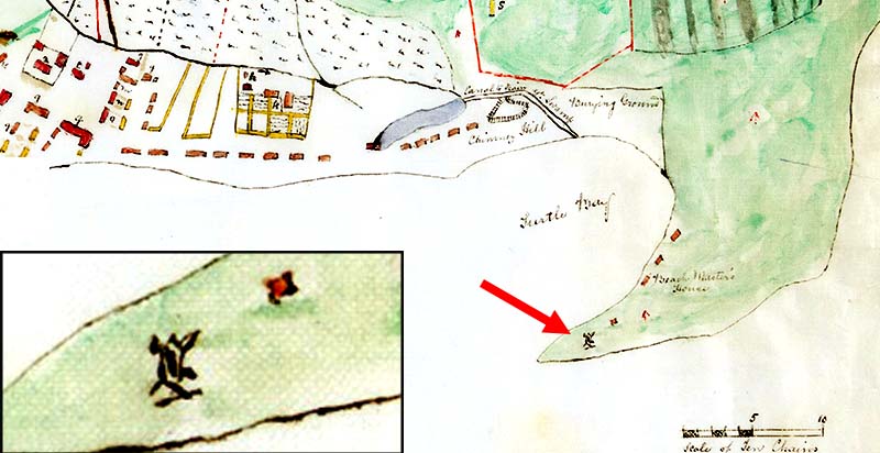A post windmill constructed on Point Hunter on Norfolk Island during the First Settlement period